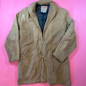 Vintage 70s/80s leather suede jacket vintage tan leather suede button up jacket